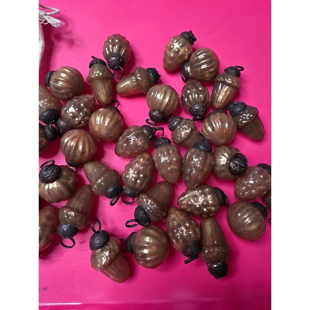 Creative Co-op 36 Piece 1 Inch Amber Mercury Glass Mini Ornaments‎ XM7406 New